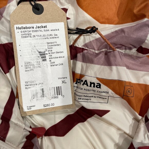NWT Prana Women's Sz XL Hellebore Jacket Rose Hips Down Puffer Coat Hooded Geo - Picture 3 of 12
